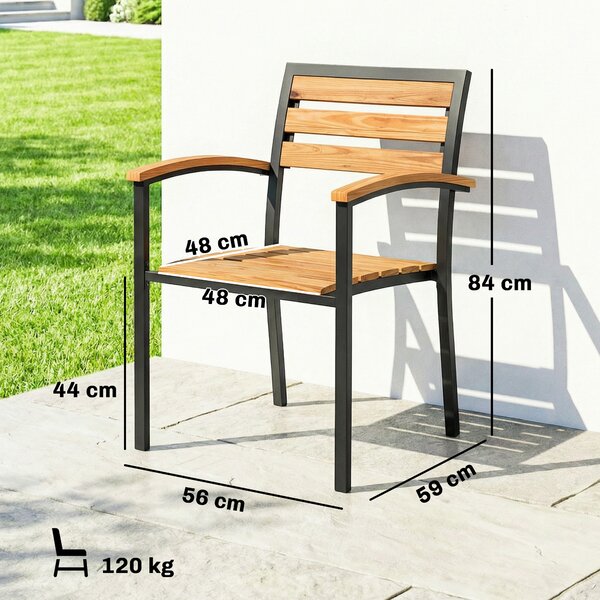 Outsunny Set di 2 Sedie Impilabili da Esterno in Legno con Finitura Naturale. | Aosom Italy