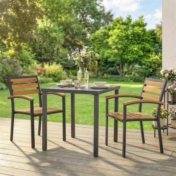 Outsunny Set di 2 Sedie Impilabili da Esterno in Legno con Finitura Naturale. | Aosom Italy
