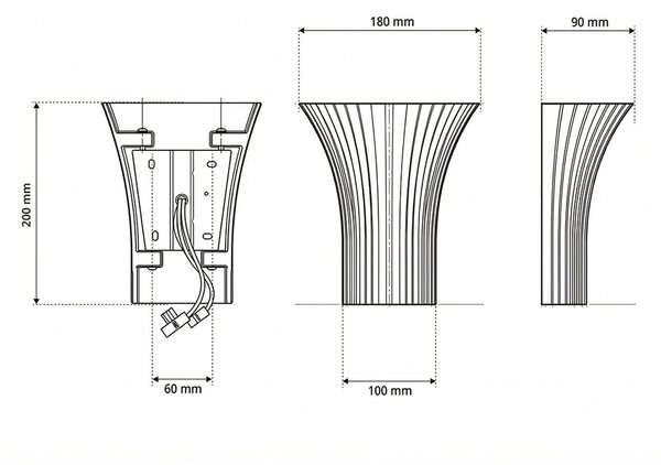 Applique Conica da Parete 2xG9 Rigata Bidirezionale in Gesso