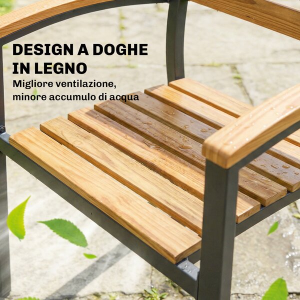 Outsunny Set di 2 Sedie Impilabili da Esterno in Legno con Finitura Naturale. | Aosom Italy