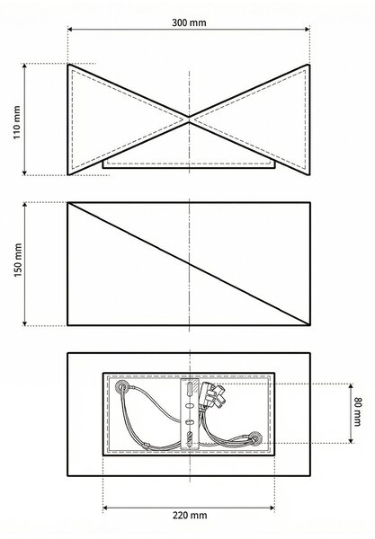 Applique da Parete 2xG9 a Clessidra in Gesso Pitturabile
