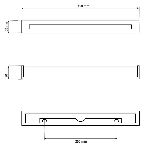 Applique da Parete 2xE14 Rettangolare 45cm in Gesso Pitturabile