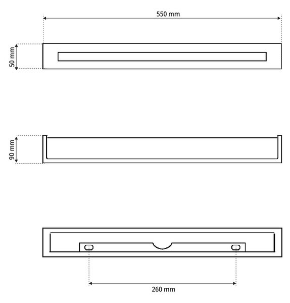 Applique da Parete 3xE14 Rettangolare 55cm in Gesso Pitturabile
