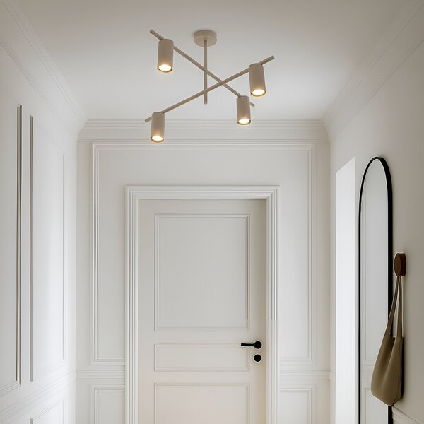 Plafoniera Lindby, Marilou, dimmerabile, Beige, Soggiorno, Metallo, Moderno
