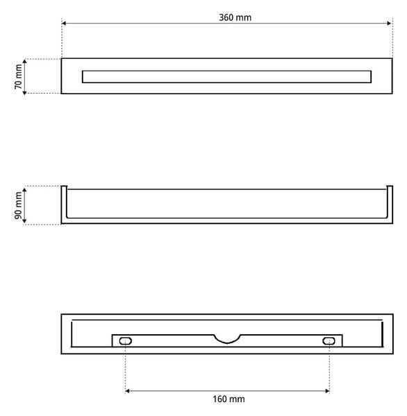 Applique da Parete 2xE14 Rettangolare 36cm in Gesso Pitturabile