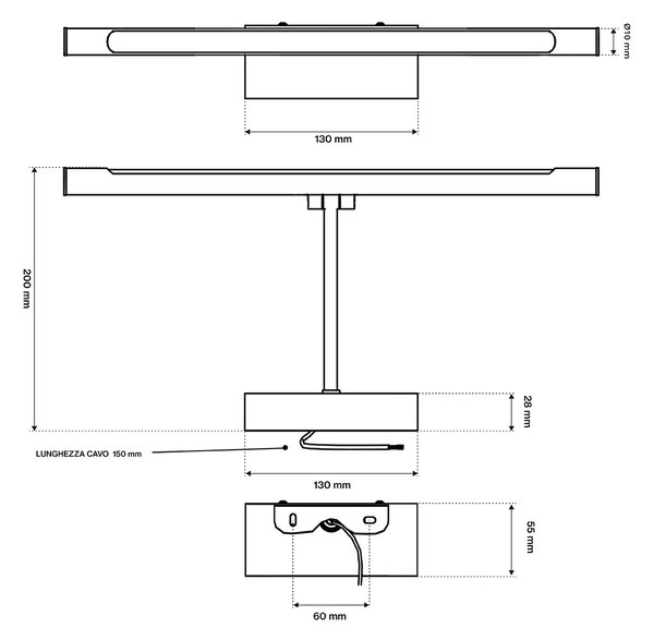 Lampada LED da Specchio 40cm Bianca 6W IP54 - da Parete Colore Bianco Naturale 4.000K