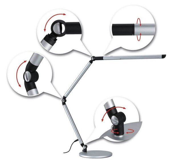 Lampade da tavolo Paulmann, FlexBar, dimmerabile, Metallizzato, Studio / Ufficio, Alluminio, Moderno