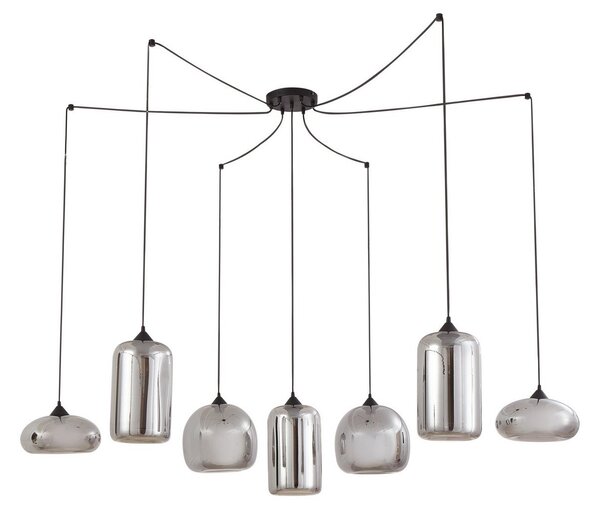 Lampada a sospensione Lindby, Marla, dimmerabile, Nero, Soggiorno, Vetro, Moderno