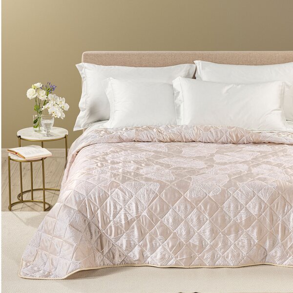 Copriletto Primaverile MATRIMONIALE Agatha PANNA Raso Jacquard Caleffi