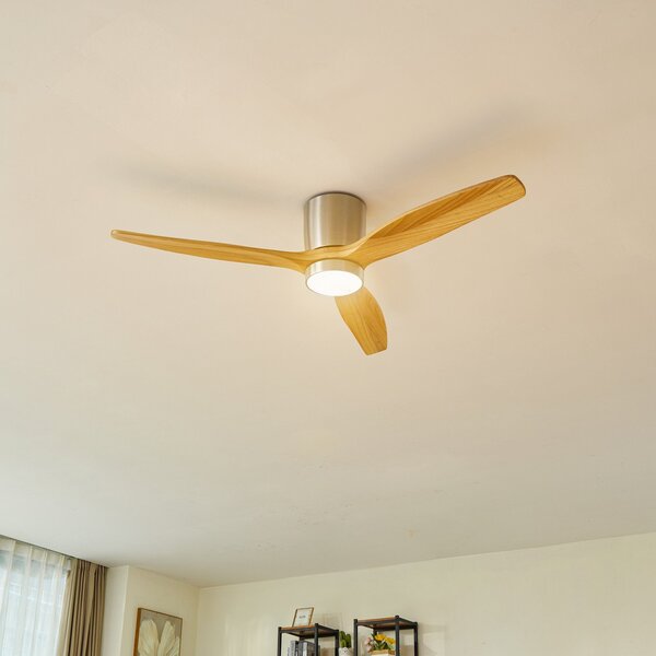 Faipari LED Ventilatore a soffitto Nikkel/Legno - Lucande Lucande, Faipari, Legno, Soggiorno, Legno, Moderno