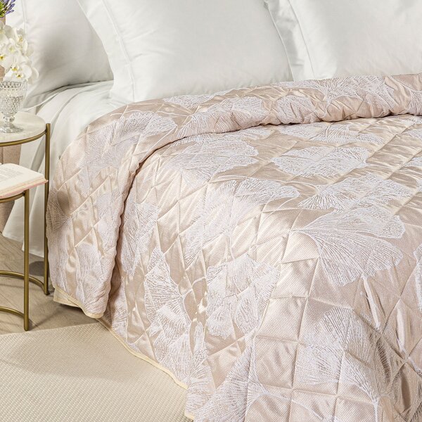 Copriletto Primaverile MATRIMONIALE Agatha PANNA Raso Jacquard Caleffi