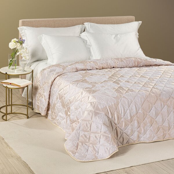 Copriletto Primaverile MATRIMONIALE Agatha PANNA Raso Jacquard Caleffi