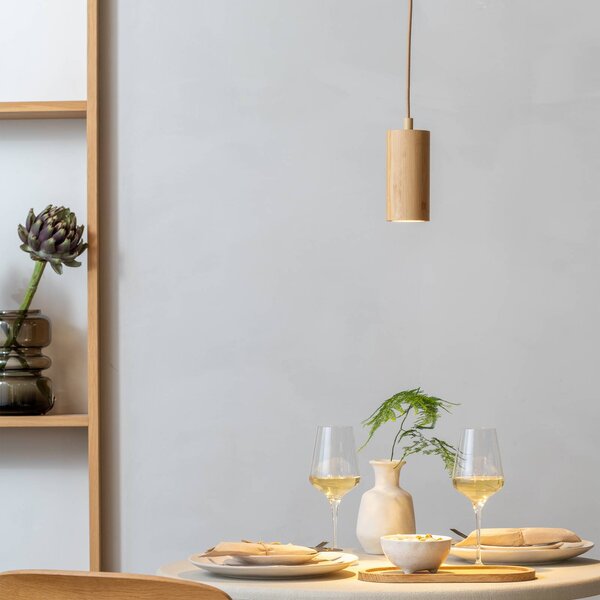 Good & Mojo Lampada a sospensione Java, Legno chiaro, Corridoio, bambù, Scandinavo, Lampada a sospensione