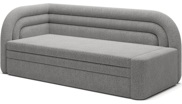 Divano grigio allungabile/con contenitore con penisola a sinistra e rivestimento in bouclé 223 cm Fabillo – ELTAP