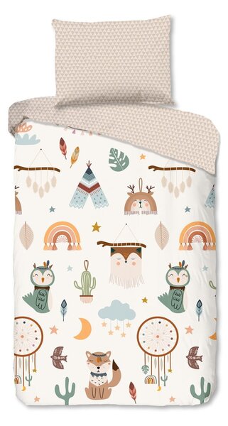 Set copripiumino e federa da bambini beige in cotone per letto singolo 140x200 cm Remi – Good Morning