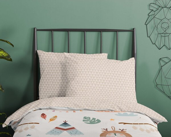 Set copripiumino e federa da bambini beige in cotone per letto singolo 140x200 cm Remi – Good Morning