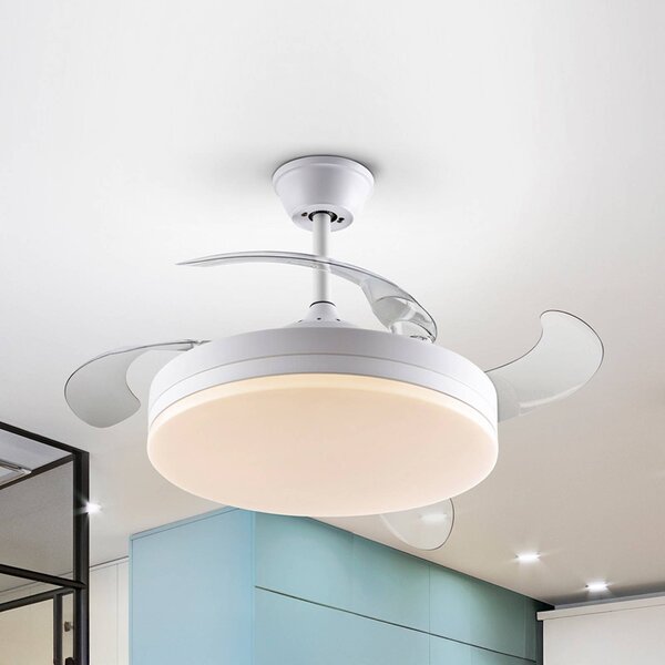 Schuller Valencia Ventilatore da soffitto LED Vento bianco/grigio fumo DC, Ø 100 cm silenzioso Vento, dimmerabile, Alluminio / Grigio / Zincato, Soggiorno / Sala da pranzo, Metallo, Moderno