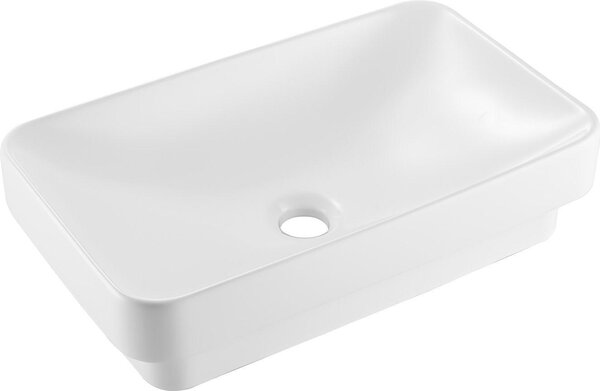 Lavabo/lavandino - Semincasso/da appoggio - Rettangolare 49 x 30,5 cm - Foro di scarico 4,5 cm - Per bagno piccolo/WC ospiti - Bianco