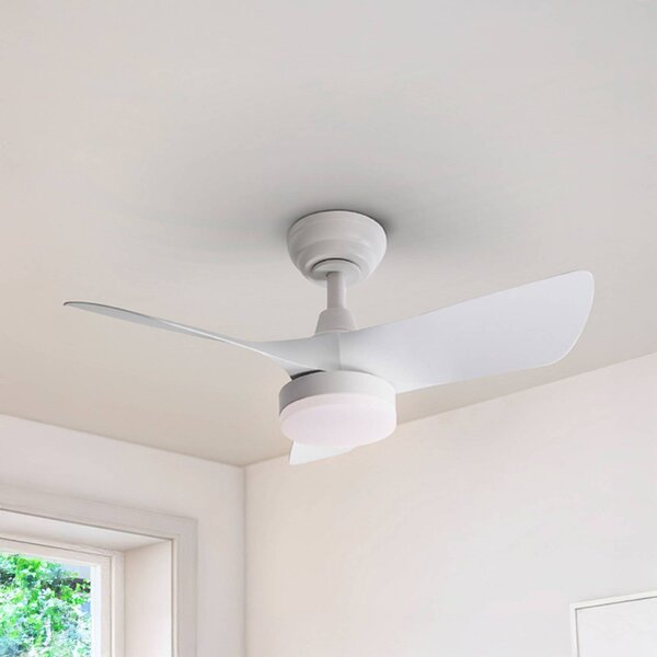 Schuller Valencia Ventilatore da soffitto LED Tropic, bianco, Ø 76 cm, silenzioso, CCT dimmerabile, Bianco / Opale, Soggiorno / Sala da pranzo, Metallo, Moderno