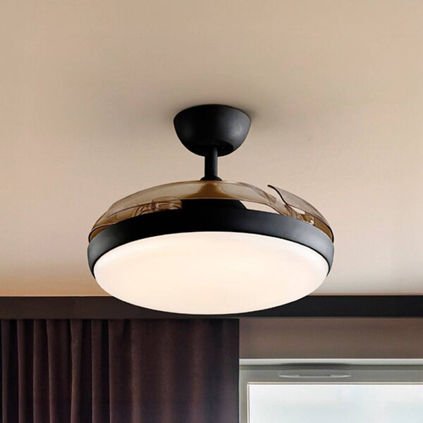 Schuller Valencia Ventilatore da soffitto LED Venturi nero/fumé DC Ø 106 cm silenzioso Venturi, dimmerabile, Alluminio / Grigio / Zincato, Soggiorno / Sala da pranzo, Metallo, Moderno