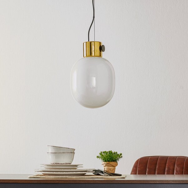 Lampada a sospensione Audo Copenhagen, JWDA, dimmerabile, Bianco, Soggiorno, Vetro, Design