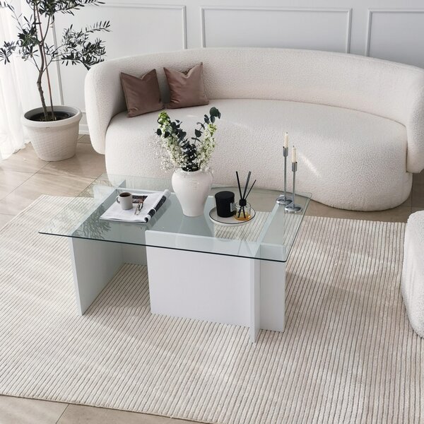 Skye Decor, Escape - White, tavolini, bianco, vetro, 105 x 40 x 65 cm