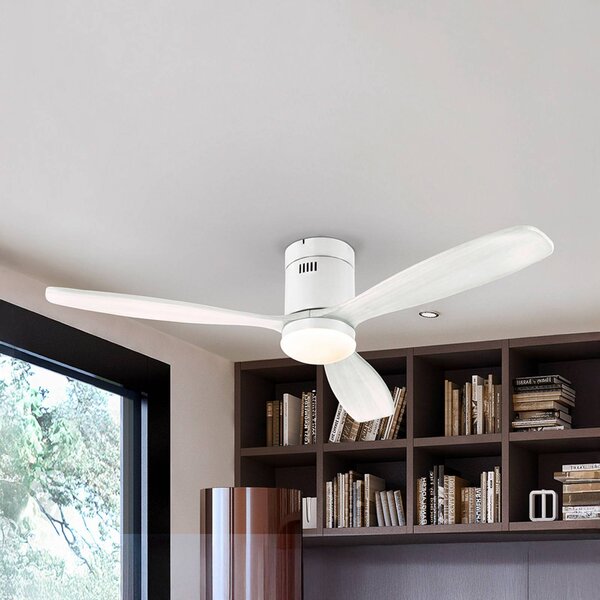 Schuller Valencia Ventilatore da soffitto LED Siroco, bianco, Ø 132 cm, silenzioso, CCT dimmerabile, Bianco / Opale, Soggiorno / Sala da pranzo, Metallo, Moderno