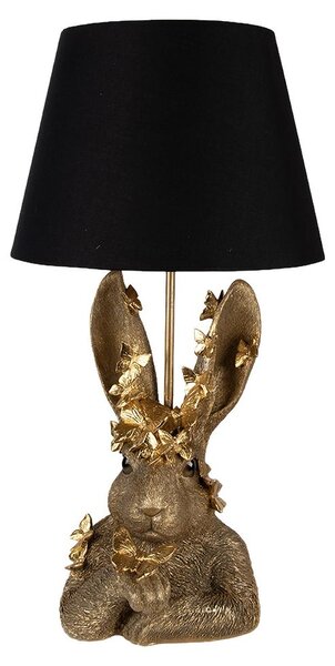 Lampada da tavolo Clayre & Eef a forma di coniglio, Ø 30x55 cm, in plastica color oro