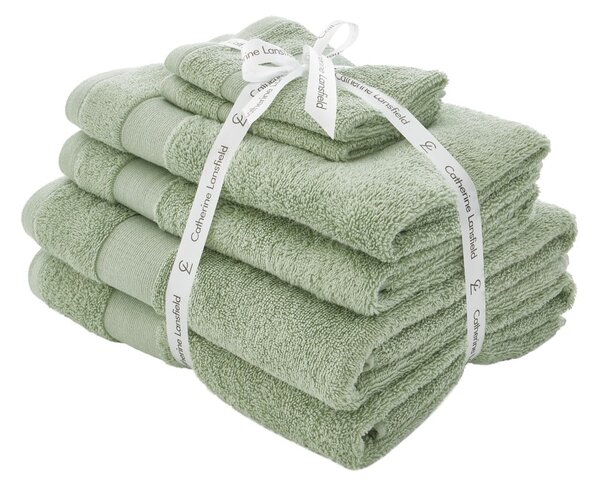 Set di asciugamani per viso e corpo tipo terry verdi in cotone 6 pz Anti-Bacterial – Catherine Lansfield
