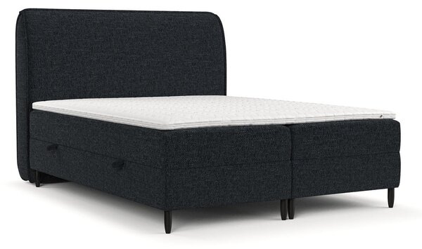 Letto boxspring nero con contenitore 140x200 cm Melba - Maison de Rêve