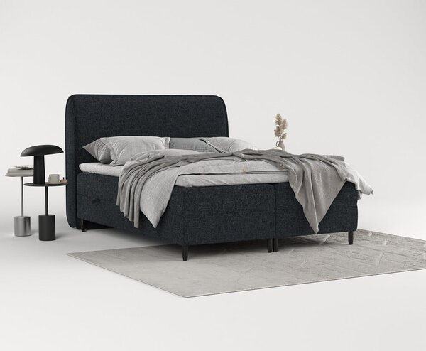 Letto boxspring nero con contenitore 140x200 cm Melba - Maison de Rêve