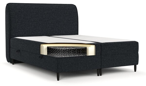 Letto boxspring nero con contenitore 140x200 cm Melba - Maison de Rêve
