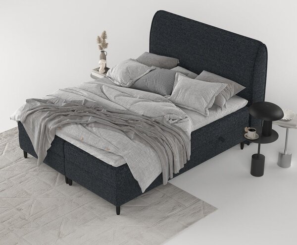 Letto boxspring nero con contenitore 140x200 cm Melba - Maison de Rêve
