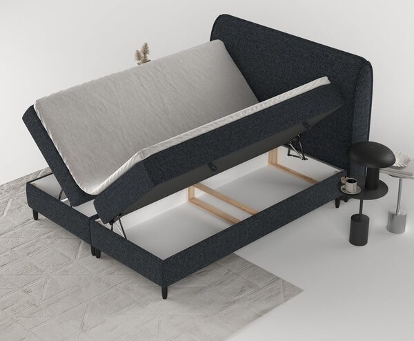 Letto boxspring nero con contenitore 140x200 cm Melba - Maison de Rêve