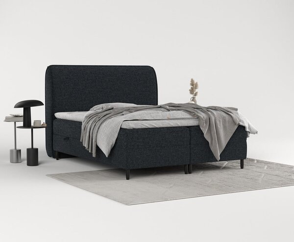 Letto boxspring nero con contenitore 140x200 cm Melba - Maison de Rêve