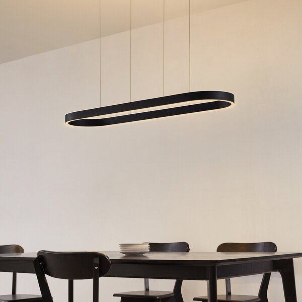 Lampada a sospensione Lucande, Melinay, dimmerabile, Nero, Sala da pranzo, Alluminio, Moderno