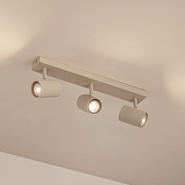 Faretti da soffitto Lindby Kardis, beige, a 3 luci, metallo, GU10 Kardis Lindby, dimmerabile, Crema / Ambra, Corridoio, Alluminio, Moderno, Faretto