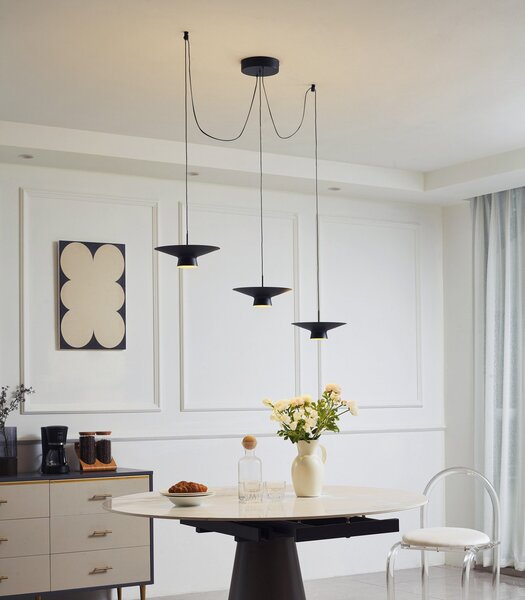 Lampada a sospensione Lindby, Norvind, dimmerabile, Nero, Sala da pranzo, Metallo, Moderno
