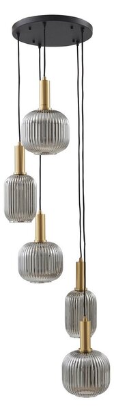 Lampada a sospensione Lindby, Doroteo, dimmerabile, Grigio, Sala da pranzo, Vetro, Vintage