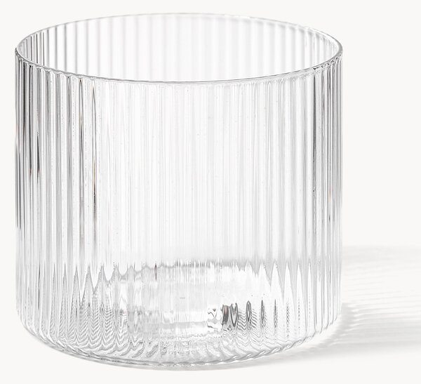 Set di 4 bicchieri acqua in vetro soffiato con scanalatura in rilievo Ripple, 200 ml