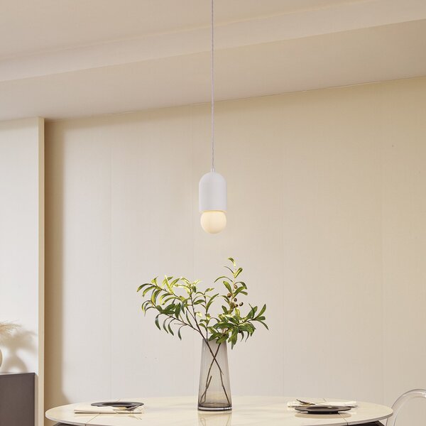Lampada a sospensione Lindby, Nielson, dimmerabile, Bianco, Soggiorno, Gesso / Argilla, Moderno