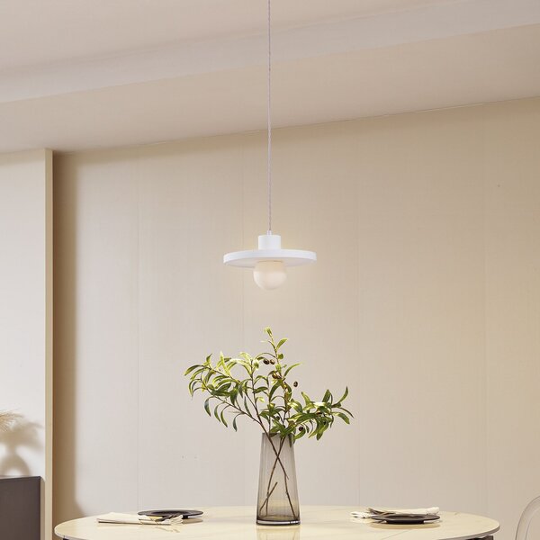 Lampada a sospensione Lindby, Nielson, dimmerabile, Bianco, Soggiorno, Gesso / Argilla, Moderno