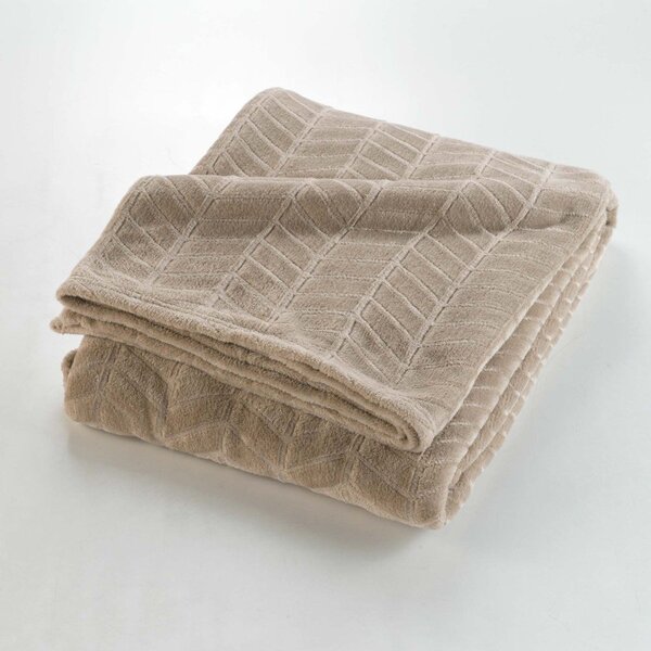 Copriletto in microflanella marrone chiaro 180x220 cm Arya - douceur d'intérieur