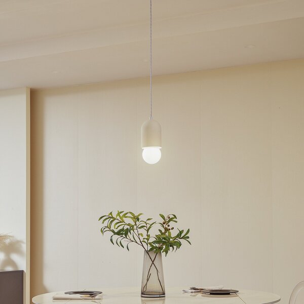 Lampada a sospensione Lindby, Nielson, dimmerabile, Bianco, Soggiorno, Gesso / Argilla, Moderno