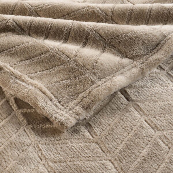 Copriletto in microflanella marrone chiaro 180x220 cm Arya - douceur d'intérieur