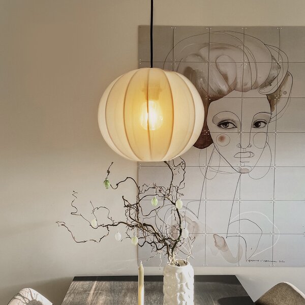 Lampada a sospensione Japandi in seta bianca 30 cm - Plu