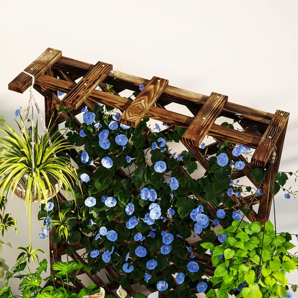 Outsunny Aiuola rialzata con griglia rampicante, in legno, 64 x 33 x 122cm Marrone | Aosom Italy
