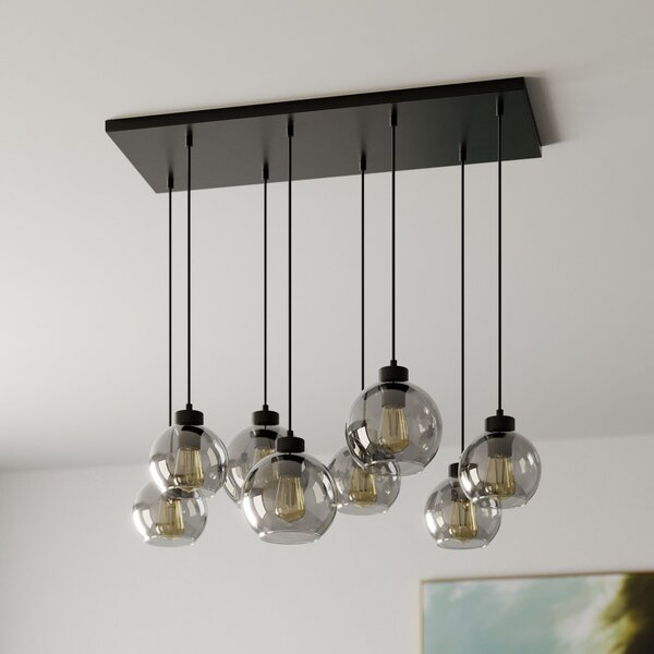 Lampada a sospensione TK Lighting, Cubus, dimmerabile, Grigio, Soggiorno, Vetro, Moderno