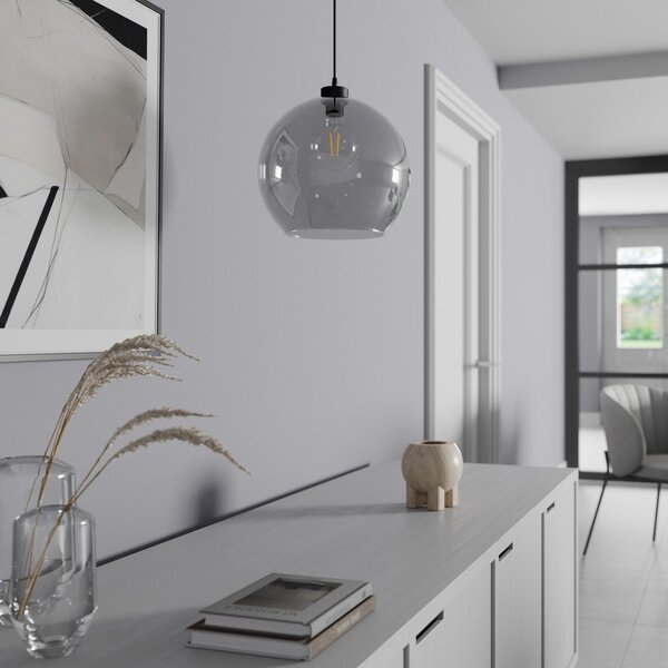 Lampada a sospensione TK Lighting, Cubus, dimmerabile, Grigio, Soggiorno, Vetro, Moderno