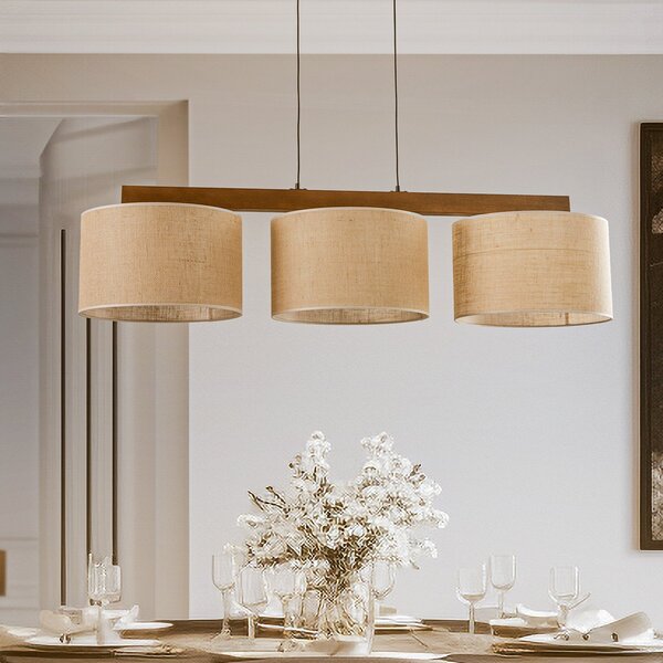Lampada a sospensione TK Lighting, Juta, dimmerabile, Beige, Soggiorno, Tessuto / Tessile